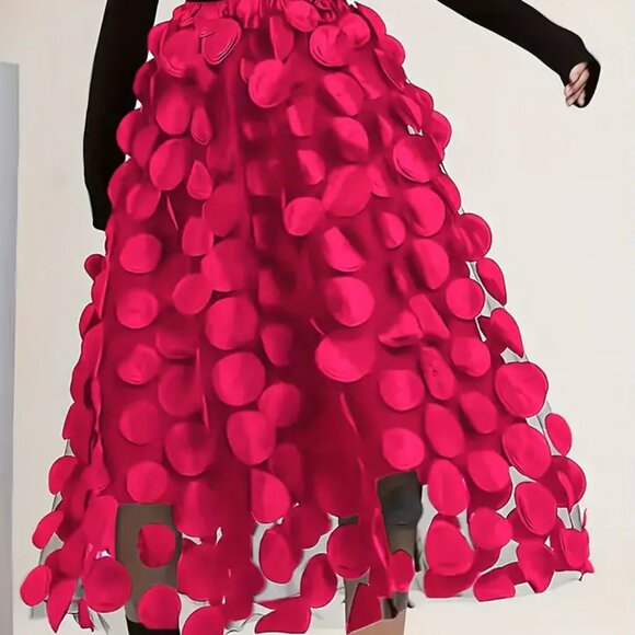 Polka Dot Applique High Waisted Skirt - Picture 6 of 16